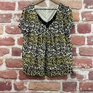 Vintage Nicola Top Women's Large Multicolor Abstract Animal Print Casual Shirt